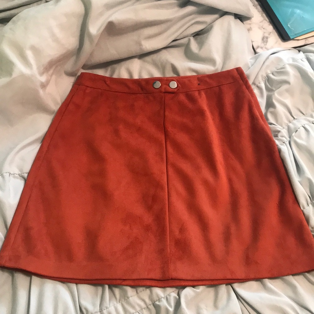 Rust-colored faux suede skirt NWT